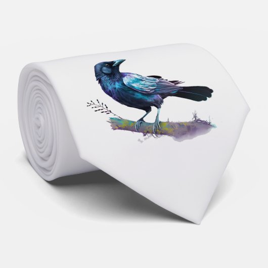 木の枝に美しいレイヴン灰色の背景 ネクタイ (ロール)