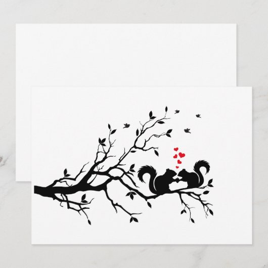 木の枝に赤いハートのリス (正面/裏面)