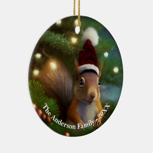 木の枝に隠れた可愛らしいリスカスタムル セラミックオーナメント (右)