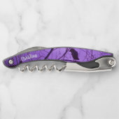 木の枝に黒いカラスのシルエット紫 ソムリエナイフ (裏面)