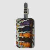 木の枝に5匹の猫 ステンドグラス風 ラゲッジタグ (正面縦)