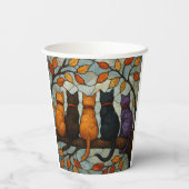 木の枝に５匹の猫 ステンドグラス風 紙コップ (裏面)