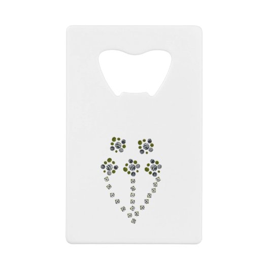 木の枝のように分岐する円の球体 クレジットカード栓抜き (正面)