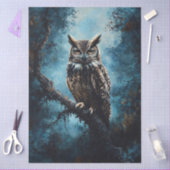 木の枝のフクロウを切り離す 薄葉紙 (クラフト)