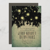 木の枝のライトが輝くウェディング 招待状 (正面/裏面)