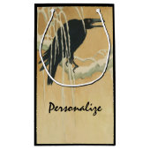 木の枝の上のレイヴン スモールペーパーバッグ (裏面)