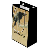 木の枝の上のレイヴン スモールペーパーバッグ (裏面アングル)