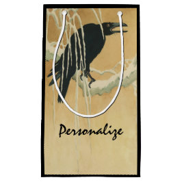 木の枝の上のレイヴン スモールペーパーバッグ