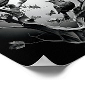 木の枝の上の鳥と黒と白の鳥 ポスター (角)