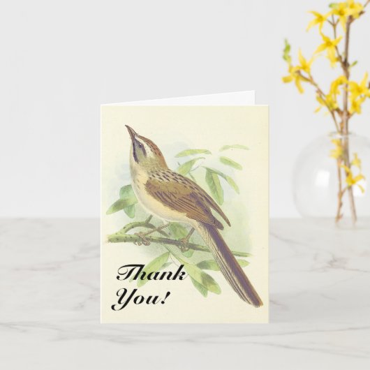 木の枝の上の鳥、"ありがとう! カード (黄色い花)