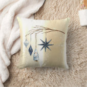 木の枝の装飾 ゴールド クッション (ブランケット)