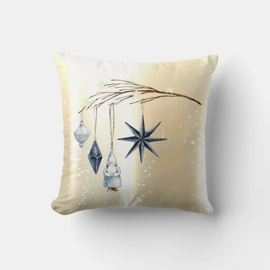 木の枝の装飾 ゴールド クッション (正面)