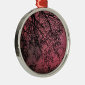 木の枝の赤い背景 メタルオーナメント (右)