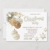 木の枝ボール雪の結晶ウッドクリスマス 招待状 (正面)