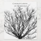 木の枝、白黒 ワインラベル (シングルラベル)