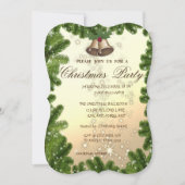 木の枝、鐘、会社のクリスマスパーティー 招待状 (正面)