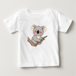 木の枝Tシャツにしがみつくコアラ ベビーTシャツ