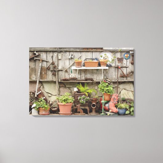 木の柵に飾り付け、カタリナ島。 キャンバスプリント (正面)