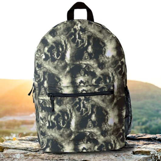 木の根の木のテクスチャ黒とグレーの迷彩柄 プリントバックパック