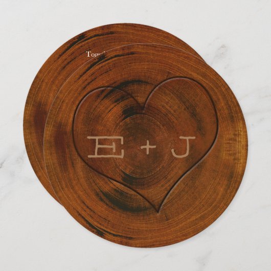 木の根元に彫られたハートの結婚式招待状 招待状 (正面/裏面)