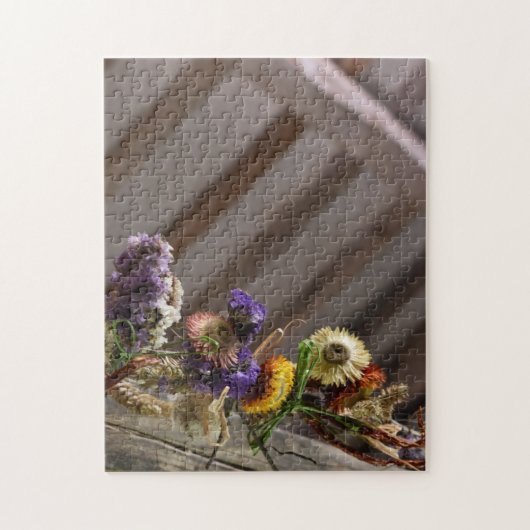 木の梁に乾燥した花のフローラ自然 ジグソーパズル (縦)