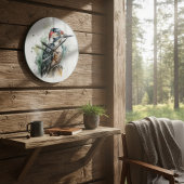 木の棒に座っている美しい木のペッカー ラージ壁時計