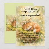 木の森の狐の空想的な誕生日パーティーの招待状 招待状 (正面/裏面)