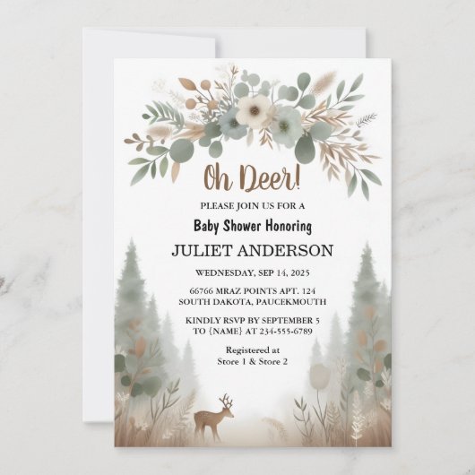 木の森の赤ん坊のシャワーになるおもしろいワイルドマザー 招待状 (正面)