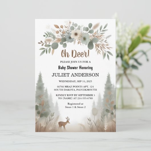 木の森の赤ん坊のシャワーになるおもしろいワイルドマザー 招待状 (スタンド正面)