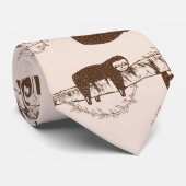 木の模様のナマケモノ ネクタイ (ロール)