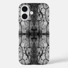 木の樹皮の白黒写真のクローズアップパターン iPhone 16ケース