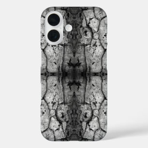 木の樹皮の白黒写真のクローズアップパターン iPhone 16ケース