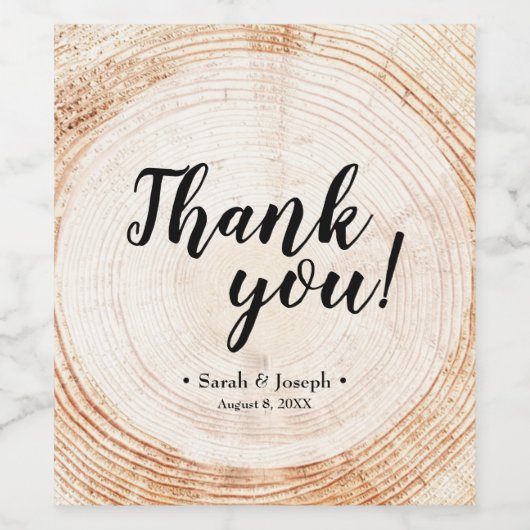 木の樹皮素朴の結婚ありがとう ワインラベル (シングルラベル)