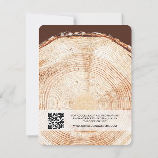 木の樹皮素朴のQR結婚コード 招待状 (裏面)