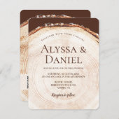 木の樹皮素朴のQR結婚コード 招待状 (正面/裏面)