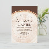 木の樹皮素朴結婚の 招待状 (スタンド正面)