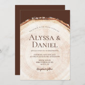 木の樹皮素朴結婚の 招待状 (正面/裏面)