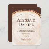 木の樹皮素朴結婚の 招待状 (正面/裏面)