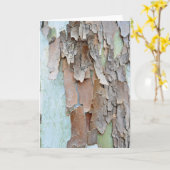 木の樹皮、あいさつ素朴き カード (黄色い花)