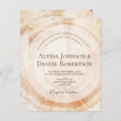 木の樹皮 輪 縦 独特 ラスティック ウェディング 招待状 (正面/裏面)