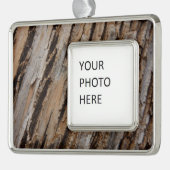 木の樹皮Iナチュラル抽象芸術テクスチャデザイン シルバープレートフレームオーナメント (左)