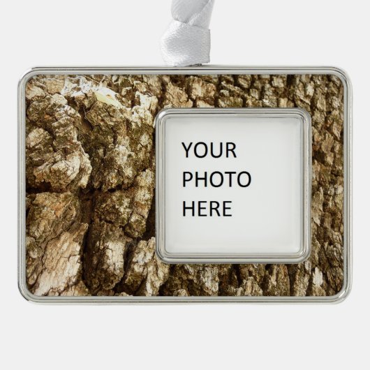 木の樹皮IIナチュラルテクスチャデザイン シルバープレートフレームオーナメント (正面)