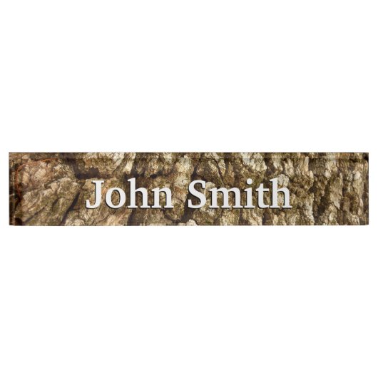 木の樹皮IIナチュラルテクスチャデザイン デスクネームプレート (正面)