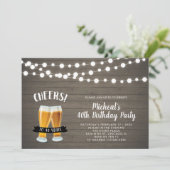 木の歓声、お酒 40歳/50歳 誕生日パーティー 招待状 (スタンド正面)