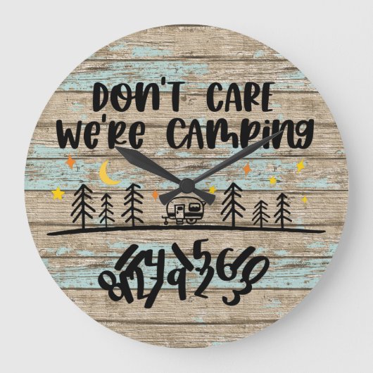 木の気に板をキャンプするな素朴おもしろい ラージ壁時計 (正面)