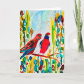 木の水彩画のローゼルの鳥 カード (正面)