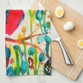 木の水彩画のローゼルの鳥 キッチンタオル (四つ折り)