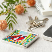 木の水彩画のローゼルの鳥 キーホルダー (側面)