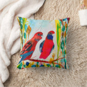 木の水彩画のローゼルの鳥 クッション (ブランケット)