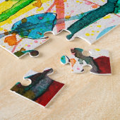 木の水彩画のローゼルの鳥 ジグソーパズル (側面)